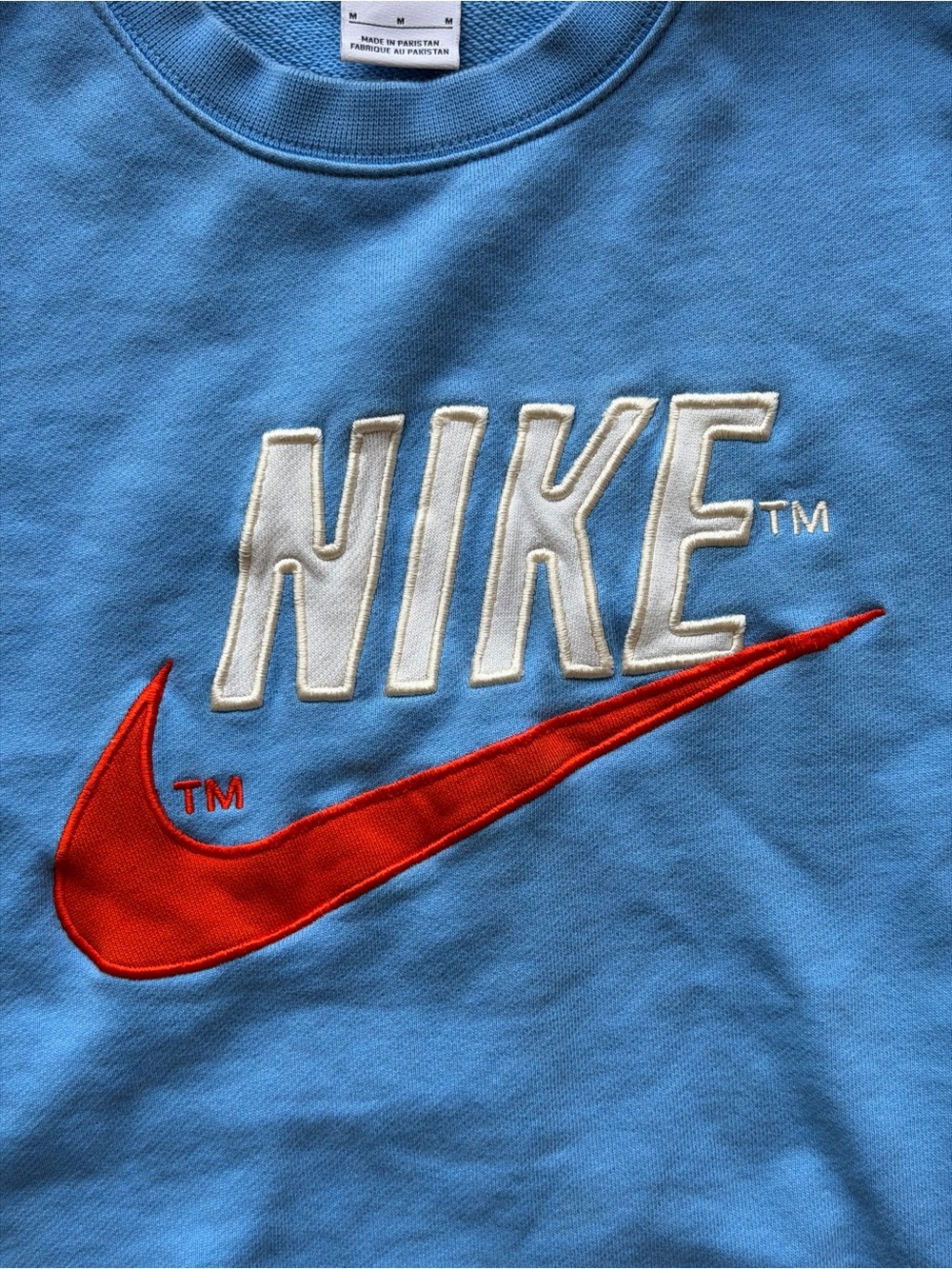 Nike Blue Preppy Crewneck Sportswear French Terry Embroidered Logo Sweatshirt - Picture 3 of 14